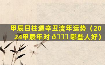 甲辰日柱遇辛丑流年运势（2024甲辰年对 🐋 哪些人好）